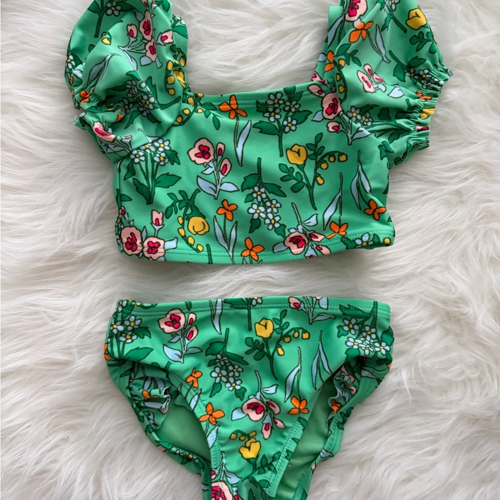 Cat & Jack Green Floral Swimsuit